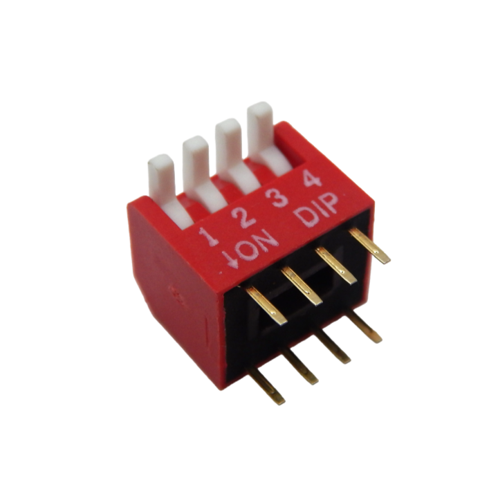 Dip switch 4 rojo Horizontal