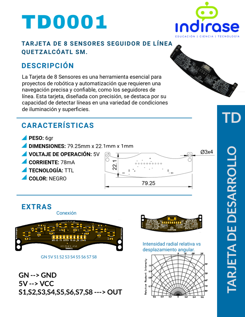 Tarjeta de 8 Sensores Seguidor de Línea Quetzalcóatl SM